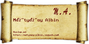 Mátyásy Albin névjegykártya
